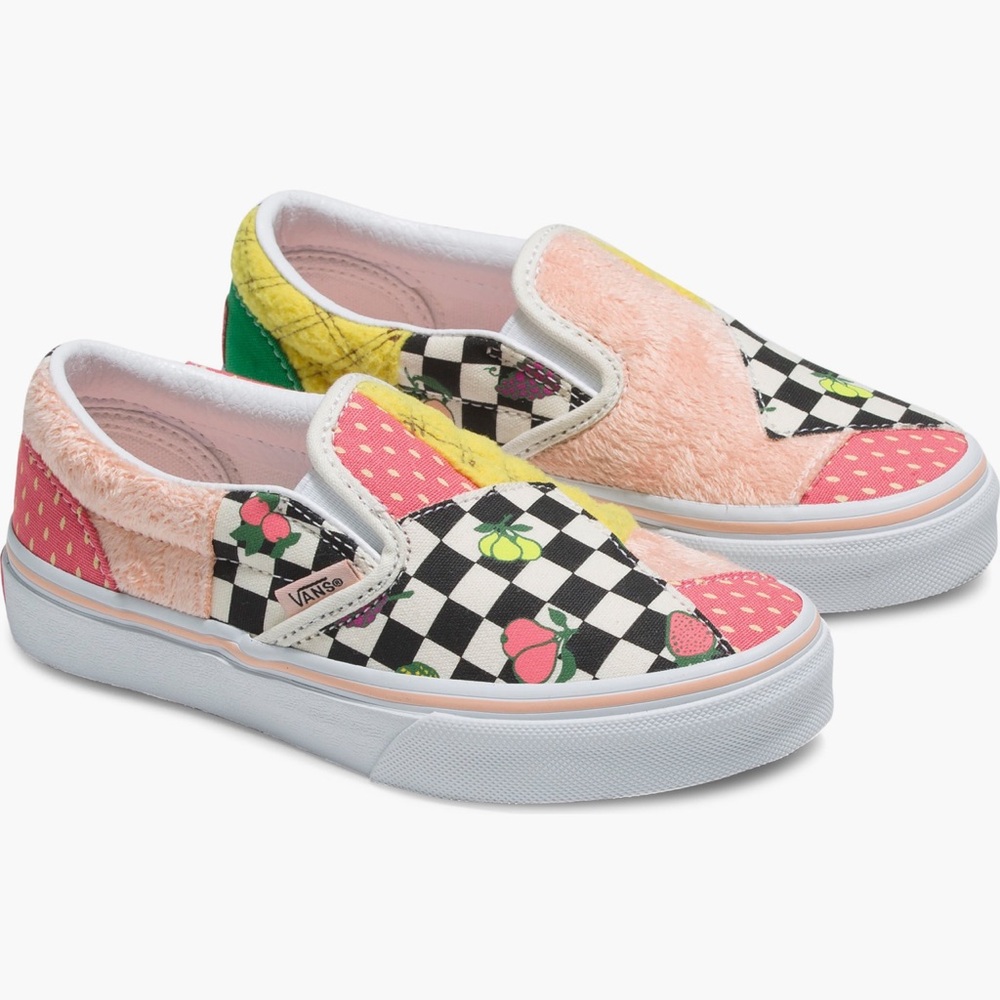 Child Vans Fruit Checkerboard Patchwork Slip-ons Sz 13
